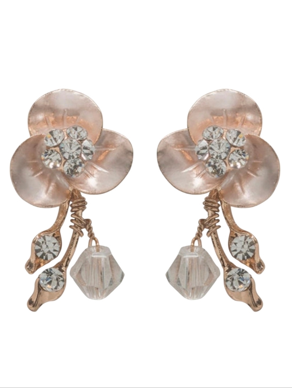 David Tutera Bridal Crystal & Gold Tone Flower Earrings